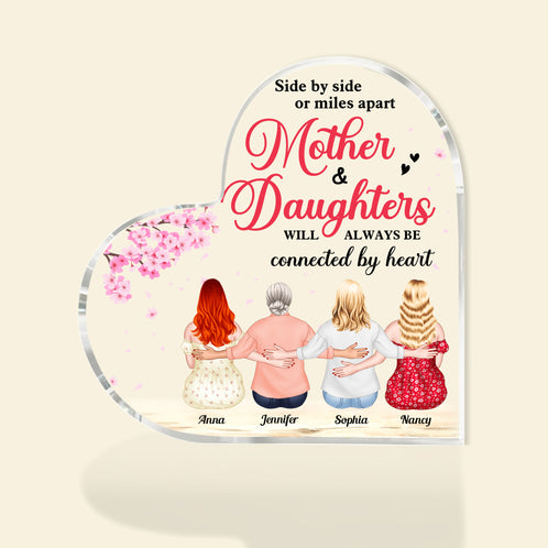 Mother And Daughter Will Always Be Connected By Heart, Mother's Day Gift Personalized Acrylic Plaque - Decorative Plaques - GoDuckee