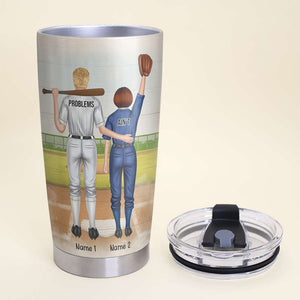 Personalized Baseball Couple Tumbler - I Love You to The Centerfield Fence and Back - Tumbler Cup - GoDuckee
