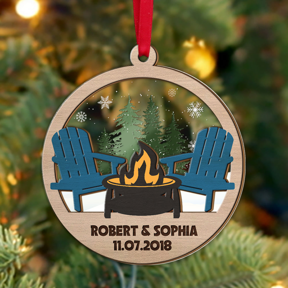 Personalized Camping Couple Ornament, Christmas Tree Decor - Ornament - GoDuckee