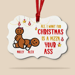 All I Want For Christmas Naughty Couple Medallion Acrylic Ornament - Ornament - GoDuckee