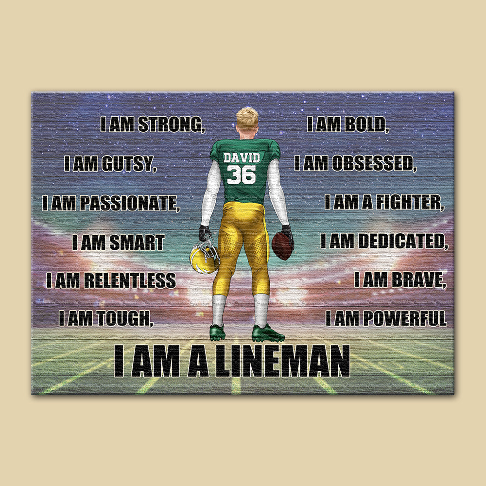 American Football I Am Strong - Personalized Wall Art - Gift for Football Players - Back Football Player - Poster & Canvas - GoDuckee