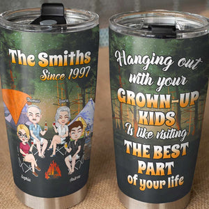 Hanging Out With Your Grow-up Kids, Family Camping Personalized Tumbler Gift For Family - Tumbler Cup - GoDuckee