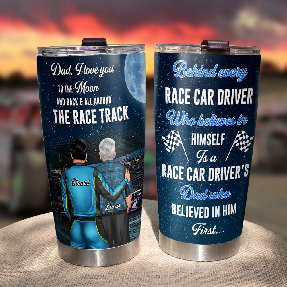 Personalized Racing Father and Son Tumbler - Working on and racing car -  GoDuckee