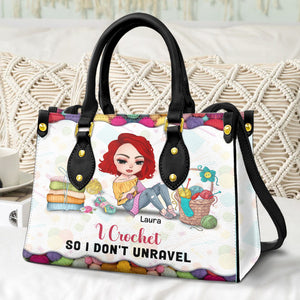I Crochet So I Don't Unravel, Personalized Leather Bag, Casual Tote Bag, Gifts for Crochet Lovers - Leather Bag - GoDuckee