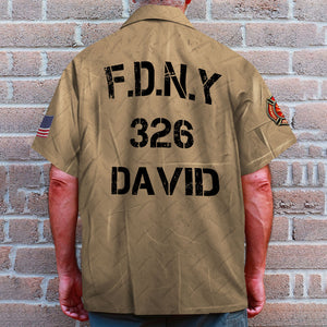 Firefighter Hawaiian Shirt - Custom Name & Number - Hawaiian Shirts - GoDuckee