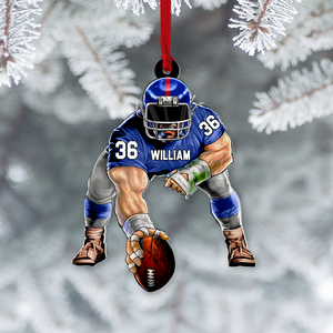 American Football Fierce Player, Personalized Acrylic Ornament - Ornament - GoDuckee