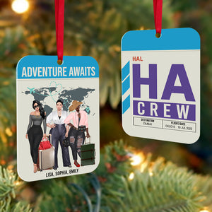 Adventure Awaits Personalized Traveling Ornament, Christmas Tree Decor - Ornament - GoDuckee