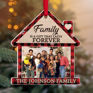 Family Is A Gift That Lasts Forever, Custom Family Photo Ornament, Christmas Tree Decor - Ornament - GoDuckee