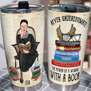 Personalized Reading Girl Tumbler - Never Underestimate The Power Of A Woman With A Book - Tumbler Cup - GoDuckee