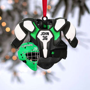 Hockey Helmet and Shoulder Pads - Personalized Christmas Ornament - Gift for Hockey Players - Ornament - GoDuckee