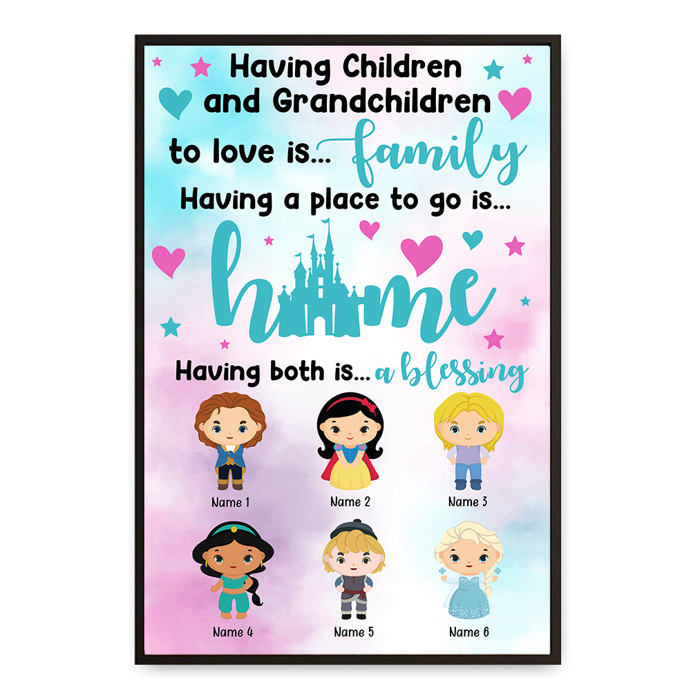 Personalized Grandma Poster - Home Blessing - Custom Cartoon Prince Princess - Poster & Canvas - GoDuckee