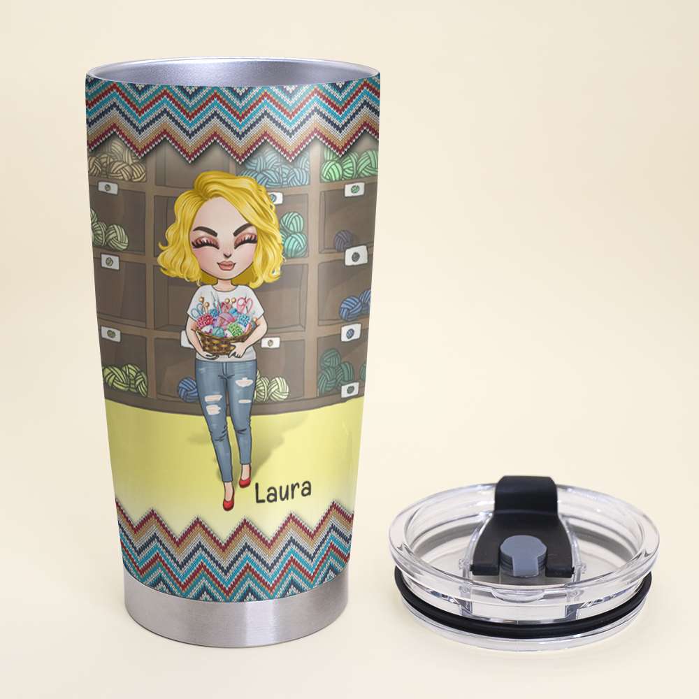 Knitting Girls Only Buy Yarn When - Personalized Tumbler Cup, Knitting Tumbler Cup - Funny Gift For Knitting Lovers - Tumbler Cup - GoDuckee