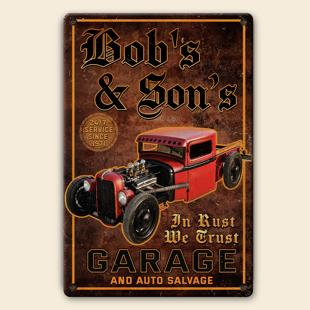 In Rust We Trust Custom Hot Rod Metal Sign Gift For Hot Rod Lovers - Metal Wall Art - GoDuckee