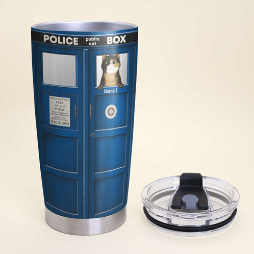 Personalized Cat Lovers Tumbler - Phone Box The Cat In The Box - Tumbler Cup - GoDuckee