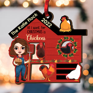 All I Want For Christmas Is Chickens Personalized Wood Ornament, Christmas Gift - Ornament - GoDuckee