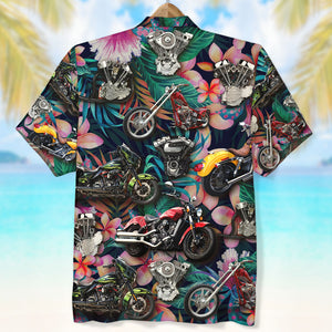 Custom Motorcycle Photo Hawaiian Shirt, Tropical Pattern, Gift For Biker - Hawaiian Shirts - GoDuckee
