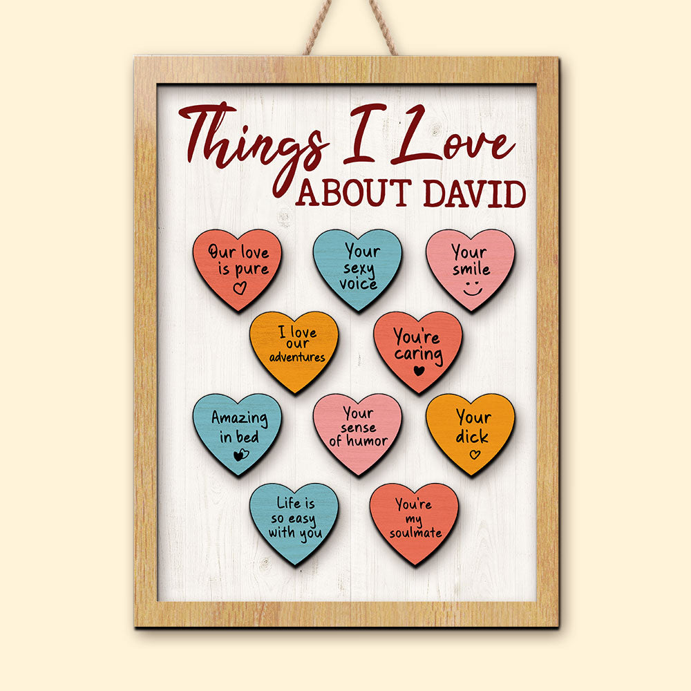 Things I Love About Her Personalized Couple Wood Sign, Gift For Couple - Wood Sign - GoDuckee