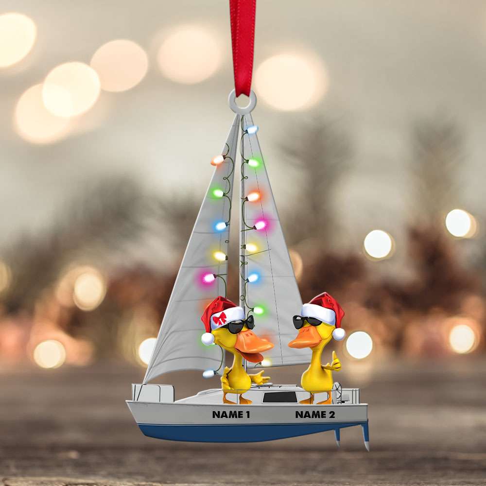 Sailboat Duck - Personalized Christmas Ornament - Couple Gift for Sailboat Lovers - Ornament - GoDuckee