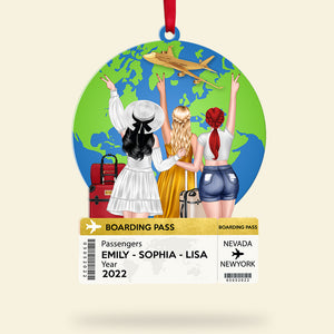 Personalized Travel Friends Ornament, Custom Boarding Card, Christmas Tree Decor - Ornament - GoDuckee