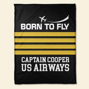 Born To Fly Personalized Pilot Blanket, Gift For Pilot - Blanket - GoDuckee