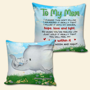 Elephant Mother's Day, Mom And Kid Personalized Square Pillow - Pillow - GoDuckee