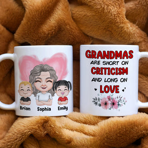 Grandmas Are Short On Criticism And Long On Love, Grandparents And Children Personalized Coffee Mug Gift For Grandparents - Coffee Mug - GoDuckee