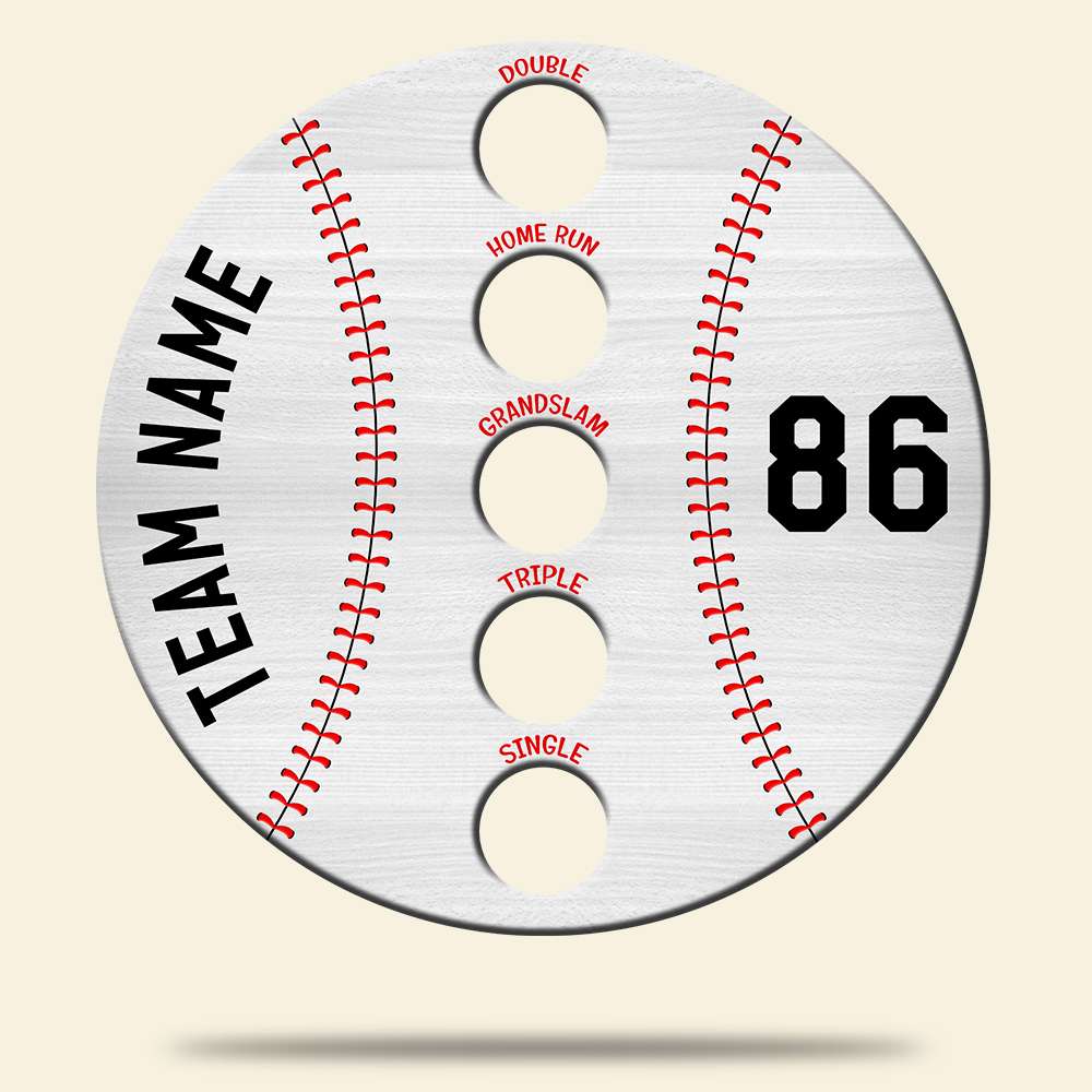 Personalized Baseball Round Wooden Sign - Double Home Run - Wood Sign - GoDuckee