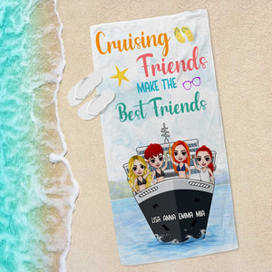 Cruising Friends - Personalized Beach Towel - Gift For Salty Sisters, Best Friend, Girls Trip - Beach Towel - GoDuckee