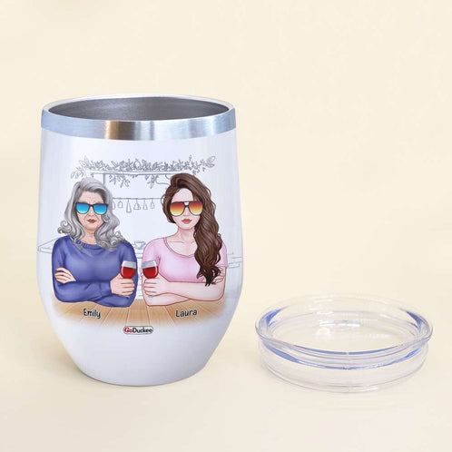 Personalized Drinking Mother & Daughter Wine Tumbler - MOM Thanks for Sharing Your DNA - Wine Tumbler - GoDuckee