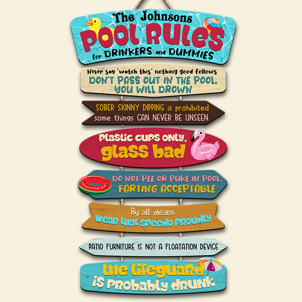 Pool Rules For Drinkers And Dummies Personalized Pool Pallet Sign - Wood Sign - GoDuckee