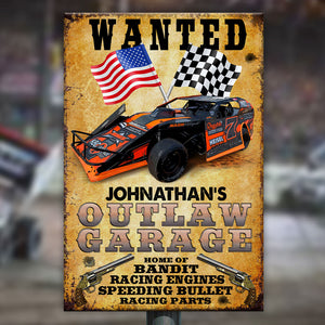 Dirt Track Racing Outlaw Garage Custom Metal Sign Gift For Racing Lovers - Metal Wall Art - GoDuckee