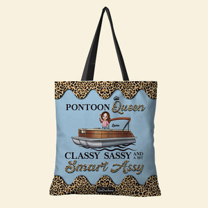 Personalized Pontoon Queen Tote Bag - Classy Sassy, A Bit Smart Assy - Leopard Pattern - Tote Bag - GoDuckee