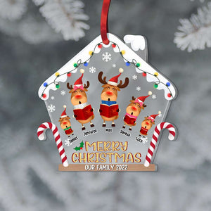 Deer Family Singing Christmas Carol Merry Christmas, Personalized Acrylic Custom Shape Ornament - Ornament - GoDuckee