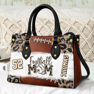 Football Mom, Personalized Leather Bag, Gifts For Football Mom - Leather Bag - GoDuckee