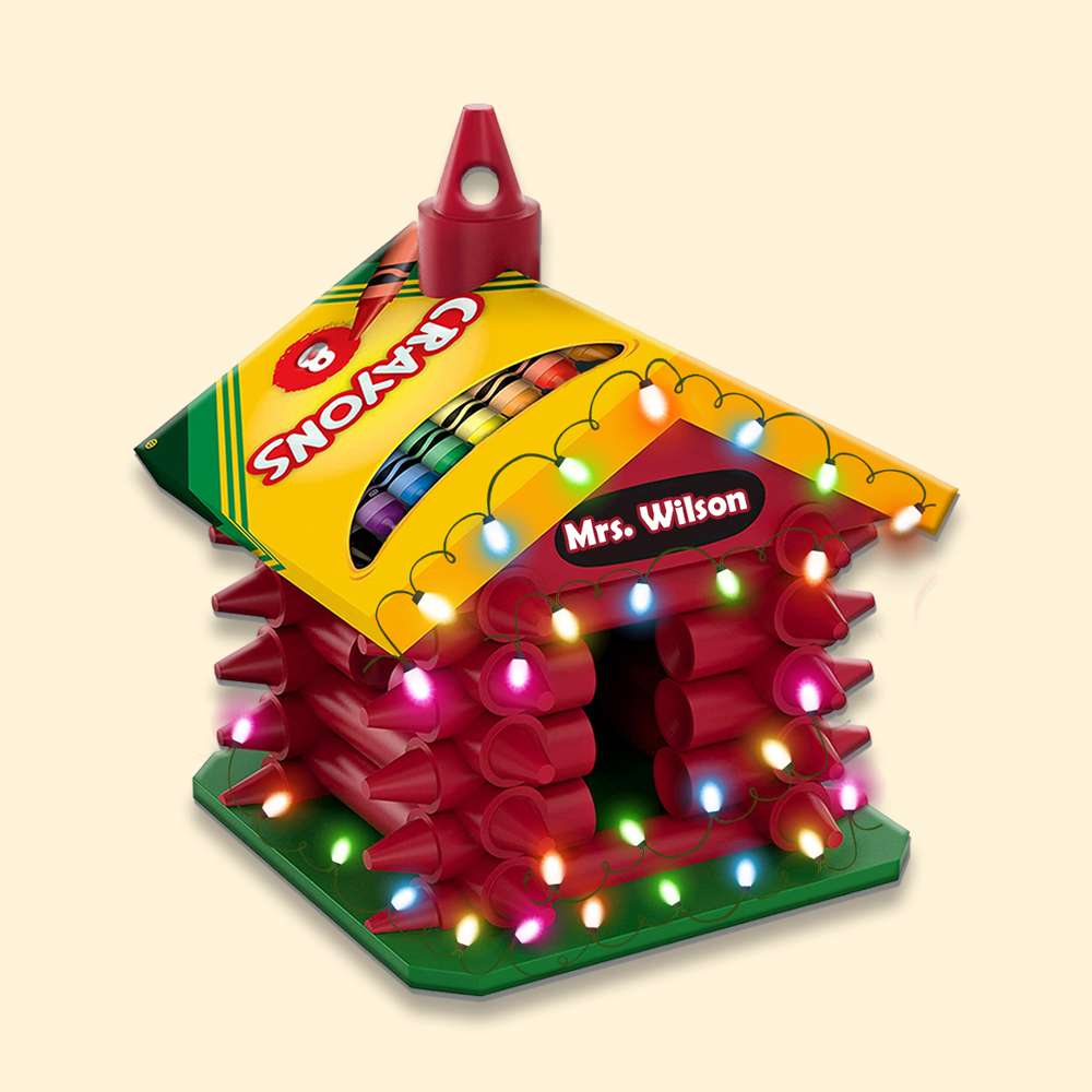 Christmas Crayon House Personalized Christmas Ornament - Gift For Teacher - Ornament - GoDuckee