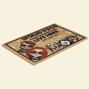 Spoiled Dogs & Their Household Staffs Live Here - Personalized Dog Doormat - Gift For Dog Lovers - Doormat - GoDuckee
