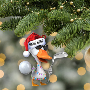 Golfing Duck - Personalized Christmas Ornament- Christmas Gift For Golfer - Ornament - GoDuckee