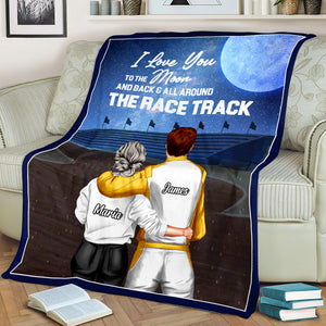 Personalized Racing Couple Blanket - Love You To The Moon And Back And All Around The Race Track - Star Night - Blanket - GoDuckee