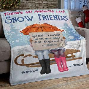 There's No Friends Like Snow Friend, Personalized Christmas Besties Blanket - Blanket - GoDuckee