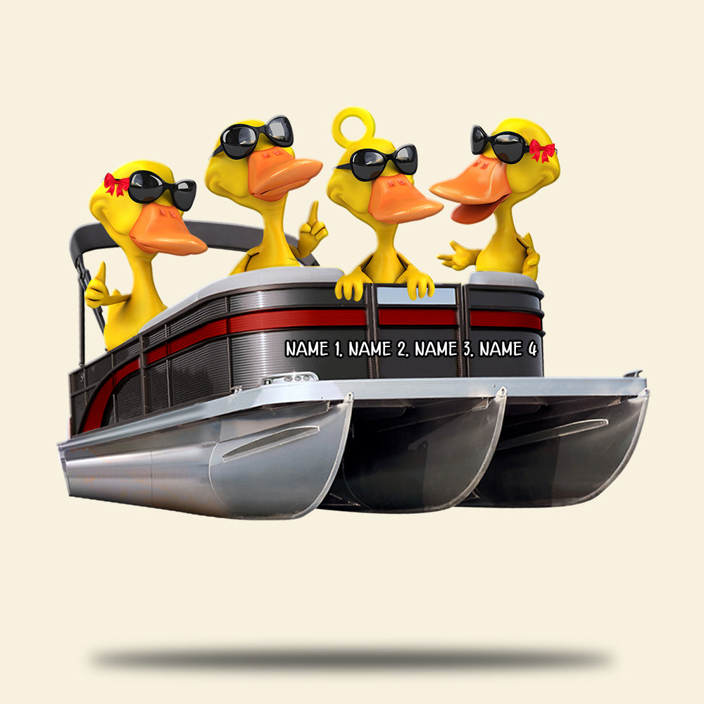 Pontoon Ducks Wearing Sunglasses - Personalized Car Ornament - Gift for Pontoon Lovers - Ornament - GoDuckee