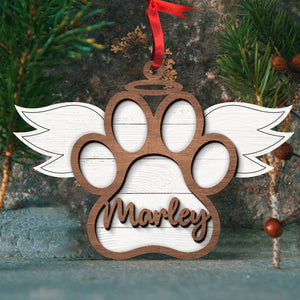 Personalized Puppy Paw Wood Ornament, Christmas Tree Decoration - Ornament - GoDuckee