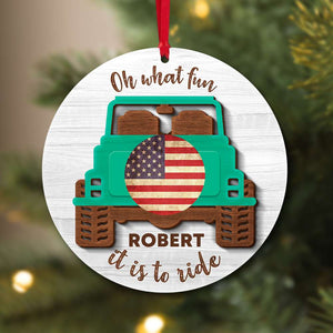 Oh What Fun It Is To Ride, Personalized Off- Road Car Wood Ornament, Christmas Gift - Ornament - GoDuckee