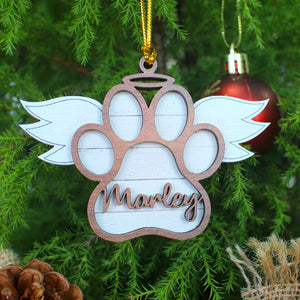 Personalized Puppy Paw Wood Ornament, Christmas Tree Decoration - Ornament - GoDuckee