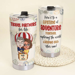 Travel Partners For Life Personalized Tumbler Cup, Gift For Travel Couple - Tumbler Cup - GoDuckee