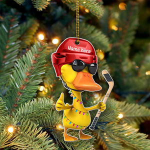 Hockey Duck Christmas Ornament - Personalized Duck Christmas Gift For Hockey Lover - Ornament - GoDuckee