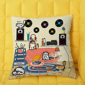 Personalized Gifts For Cat Lovers, Custom Vinyl Record Room Pillow - Pillow - GoDuckee