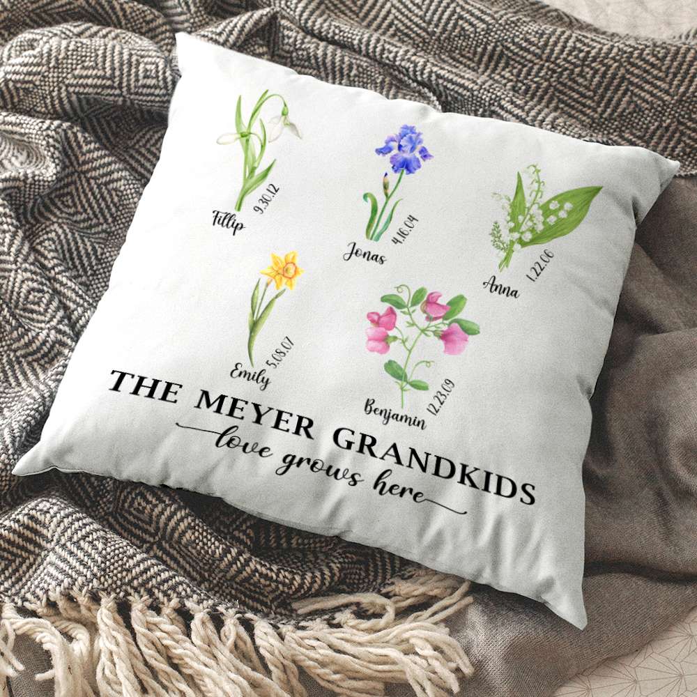 Love Grows Here, Flowers Garden Family Pillow - Pillow - GoDuckee
