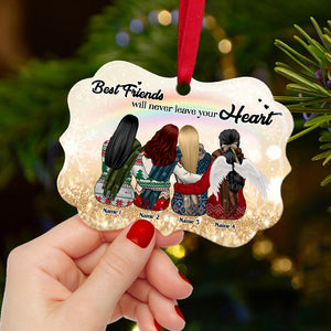 Heaven Best Friends Will Never Leave Your Heart - Personalized Aluminium Benelux Ornament - Ornament - GoDuckee