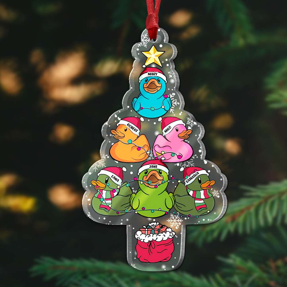 Duck Duck- Christmas Tree Personalized Ornament Acrylic Custom Shape Ornament, Christmas Gift - Ornament - GoDuckee