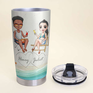 Together With You In The Sand Personalized Beach Couple Tumbler Cup - Tumbler Cup - GoDuckee